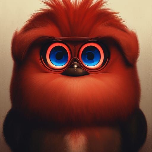 Hyperdetailed Portrait of a Red Furby