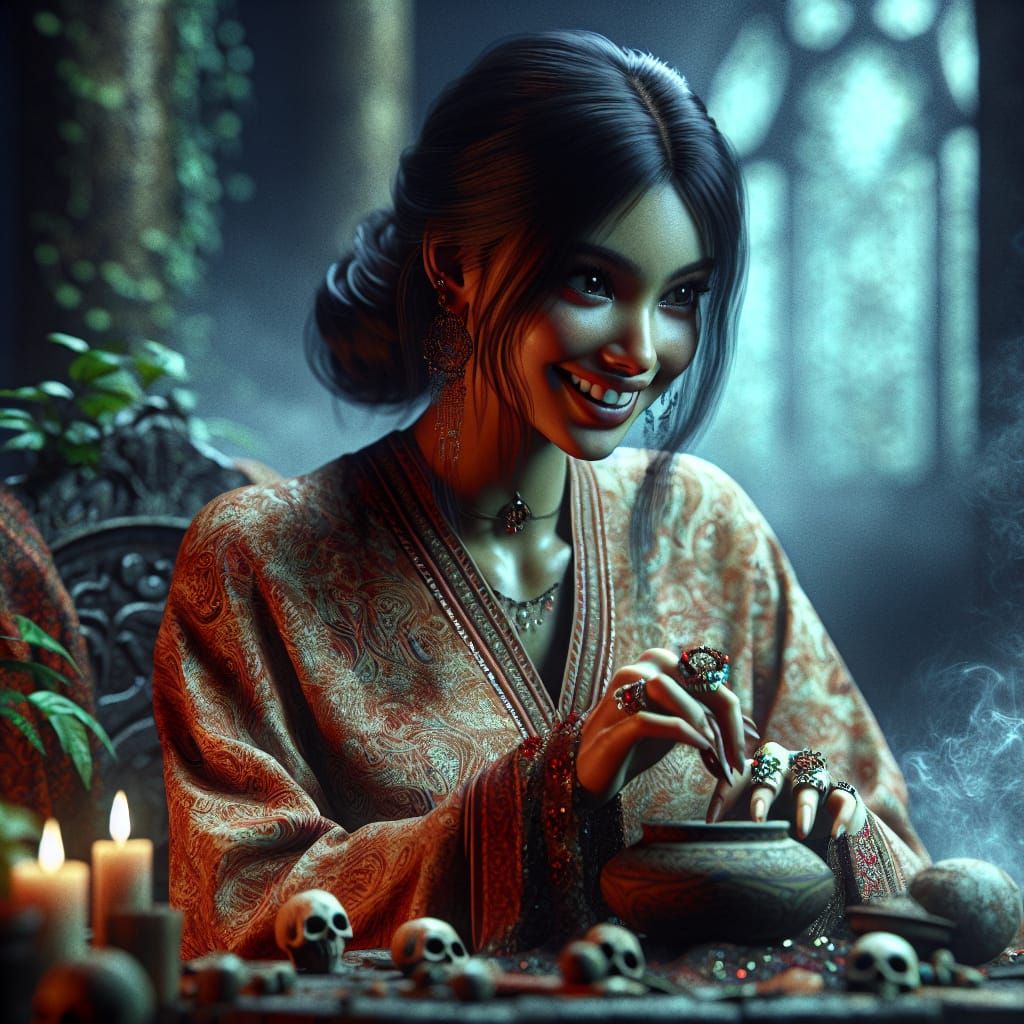 Hyperrealistic Voodoo Woman Fantasy Concept Art