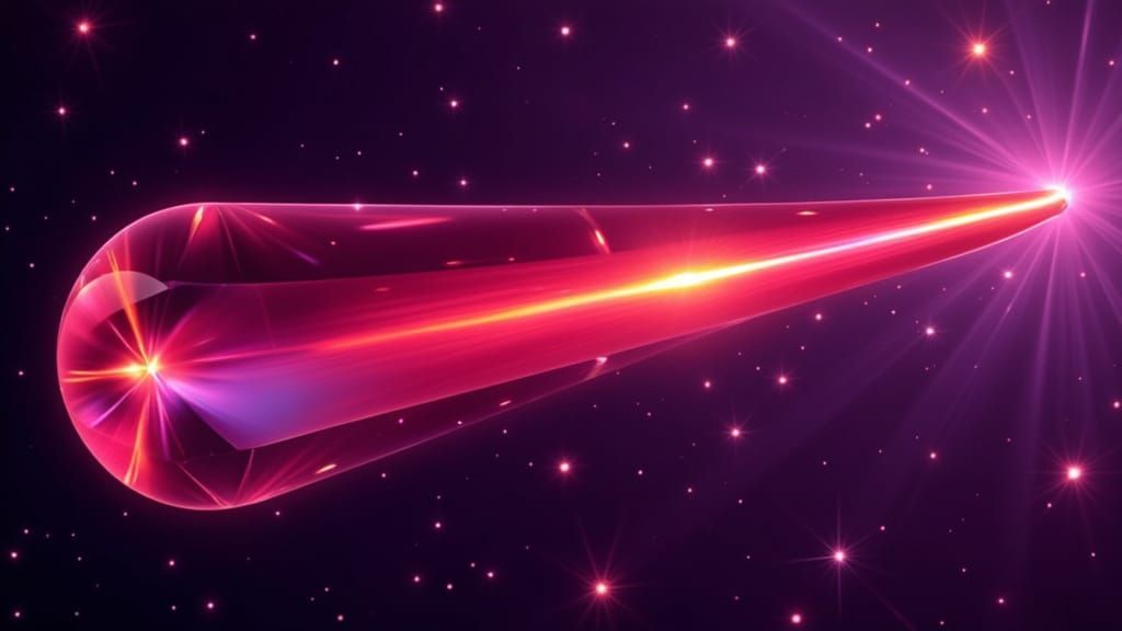 Sleek Red Diamond Glass Cylinder in Cosmic Space