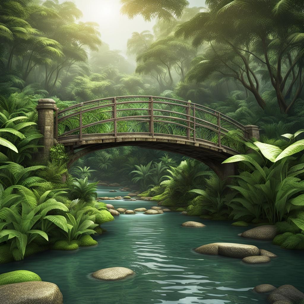 Jungle Bridge: Detailed Digital Rendering