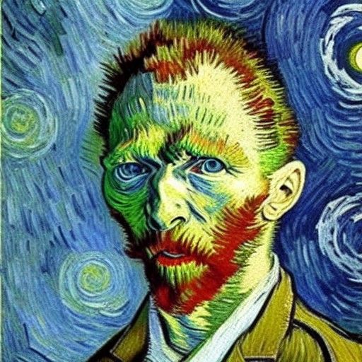 Creepy Monster in Van Gogh Style Oil Painting