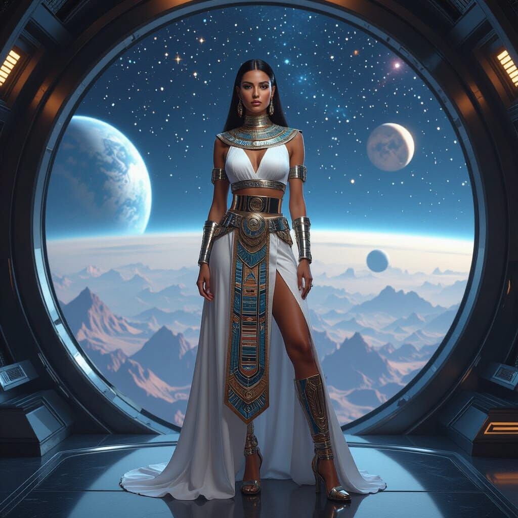 Futuristic Egyptian Priestess in Star Trek Style