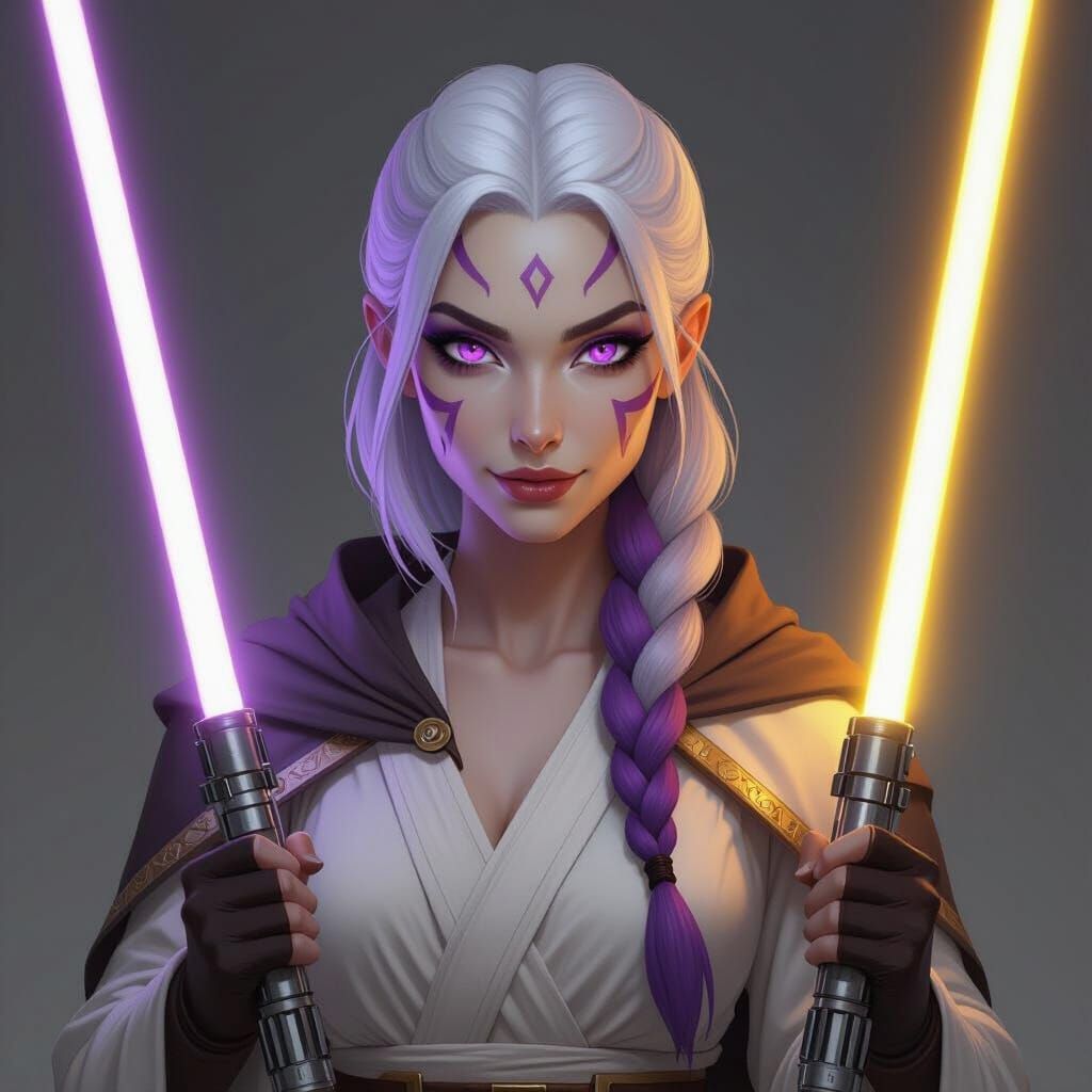 Zabrak Jedi Master with Twin Lightsabers