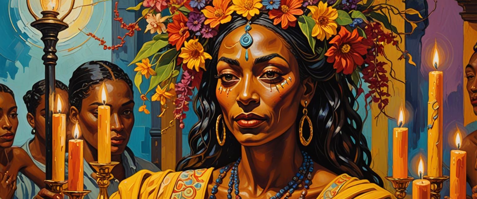 Voodoo Priestess in French Quarter, Fauvist Style