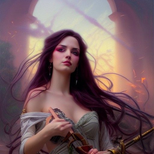 Ethereal Jinx with Scythe: Hyperdetailed Oil Painting