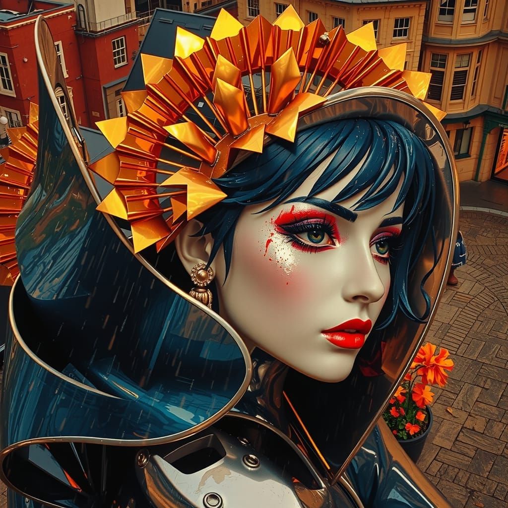 Hyperrealistic Stainless Steel Sculpture in Town Square