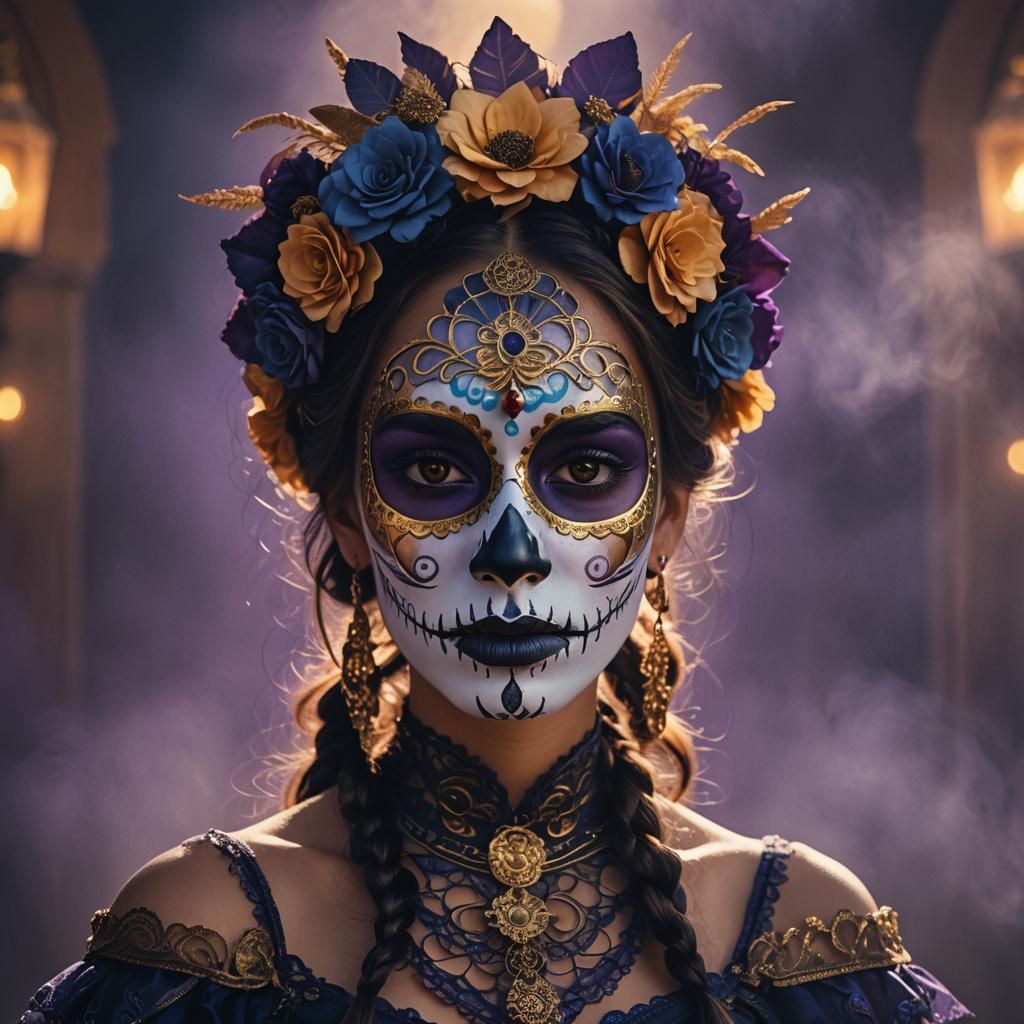 Catrina Costume Portrait in Dark Fantasy Style