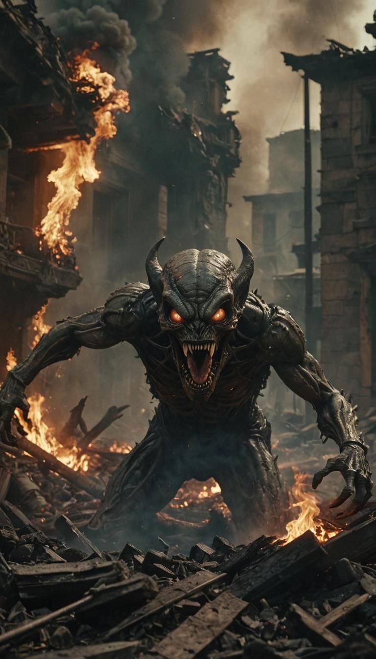 Apocalyptic Sci-Fi: Alien Attack on Burning Earth