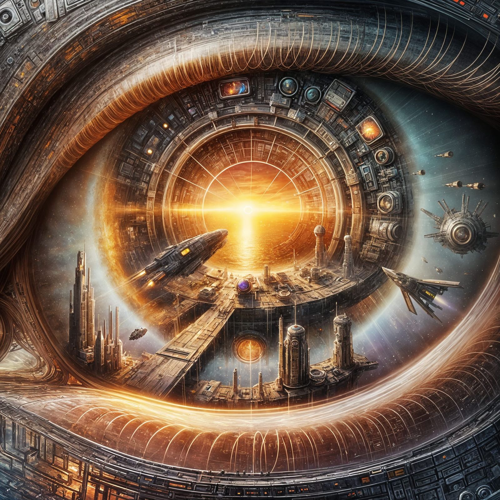 A Futuristic Spaceport Dreamscape Within an Eye
