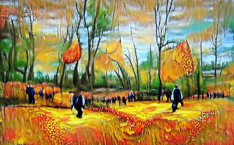 Autumn Landscape Impressionism in Acrylic Style