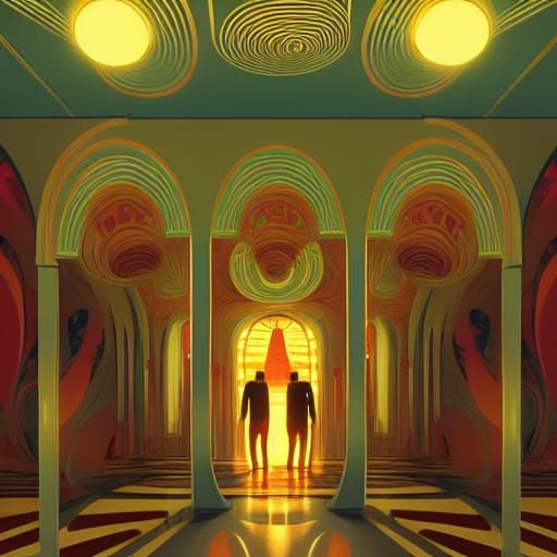 Recursive Art Nouveau Hall of Mirrors in 8K