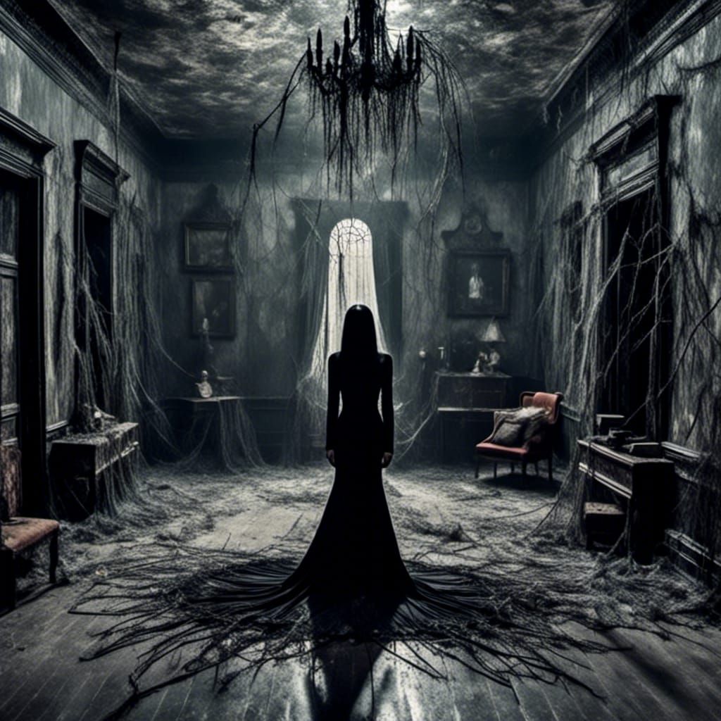 Morticia Addams in Gothic Horror Style