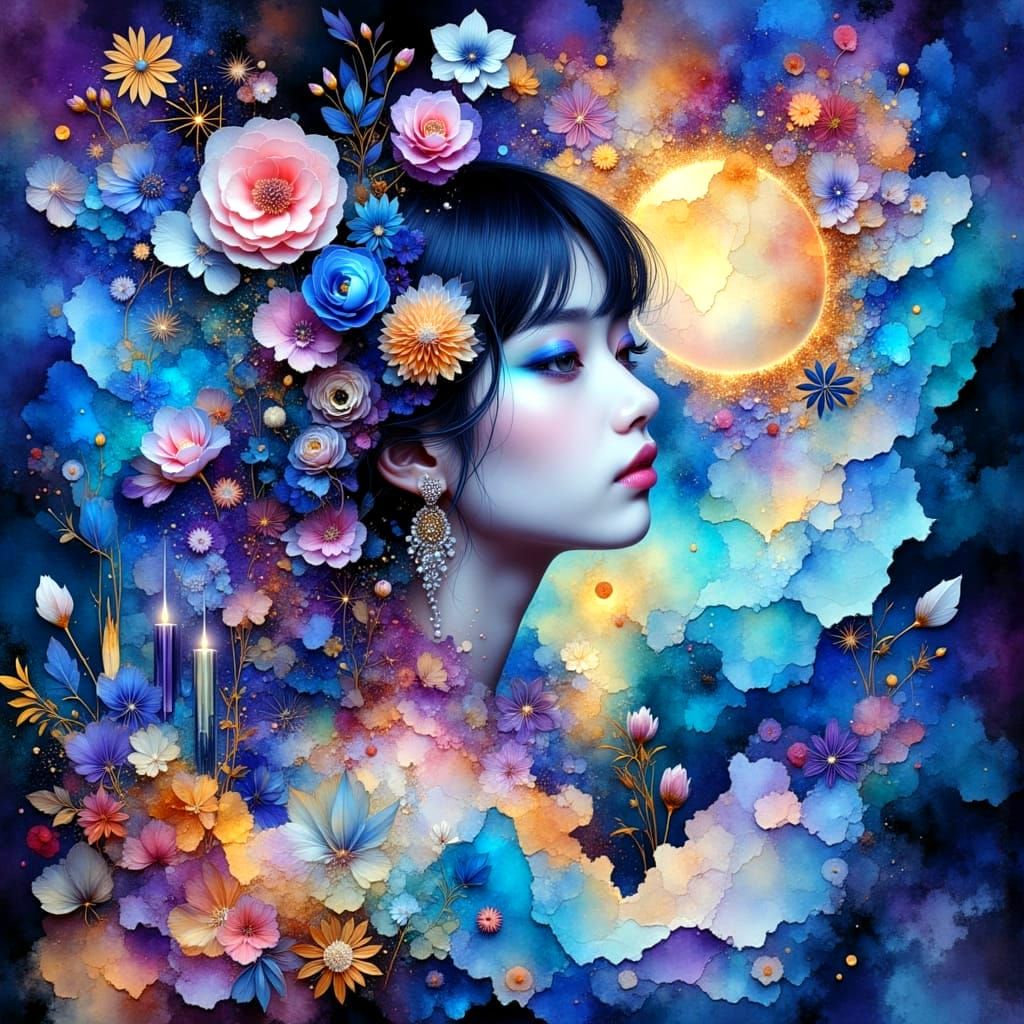 Surreal Whirlwind Romance in Neon Dreamscape