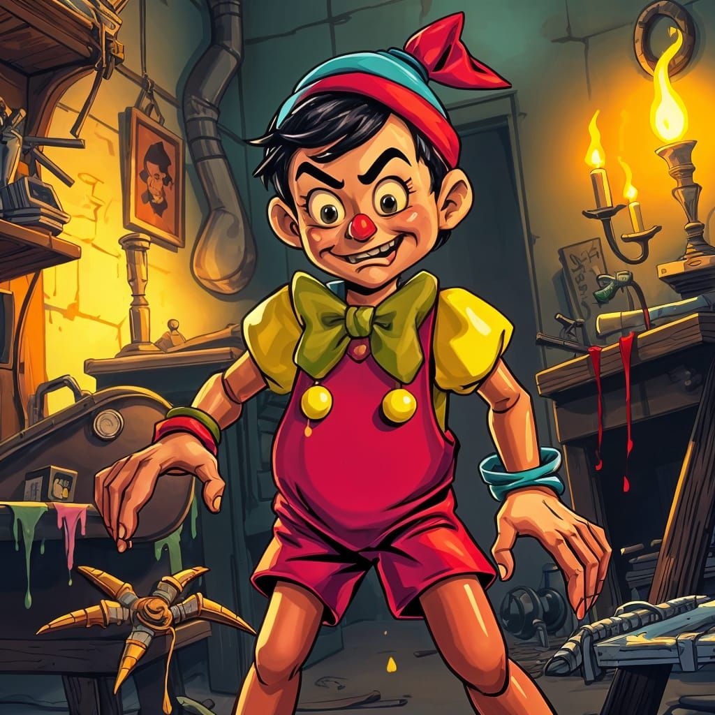 Pinocchio Breaks Free from Geppetto's Workshop