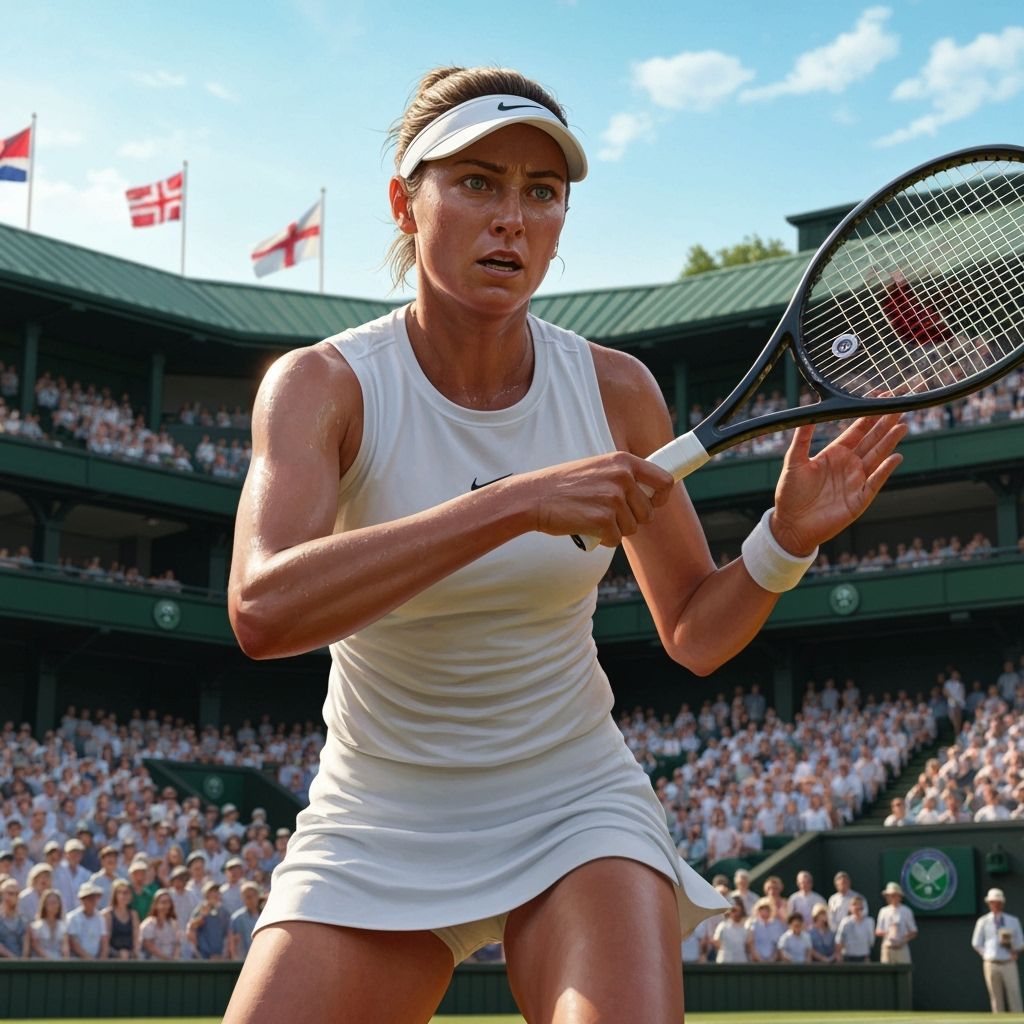 Tennis Player Forehand at Wimbledon in Street Art Style