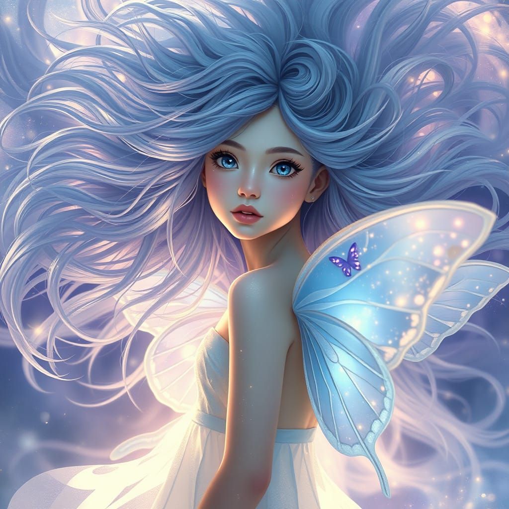 Ethereal Dreamgirl with Butterfly Wings in a Fantastical Bac...