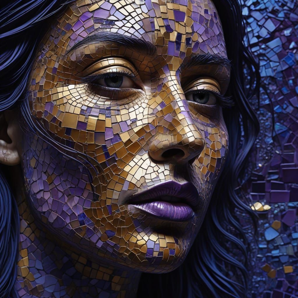 Surreal Mosaic Landscape with Strategic Patterns and Dreamli...