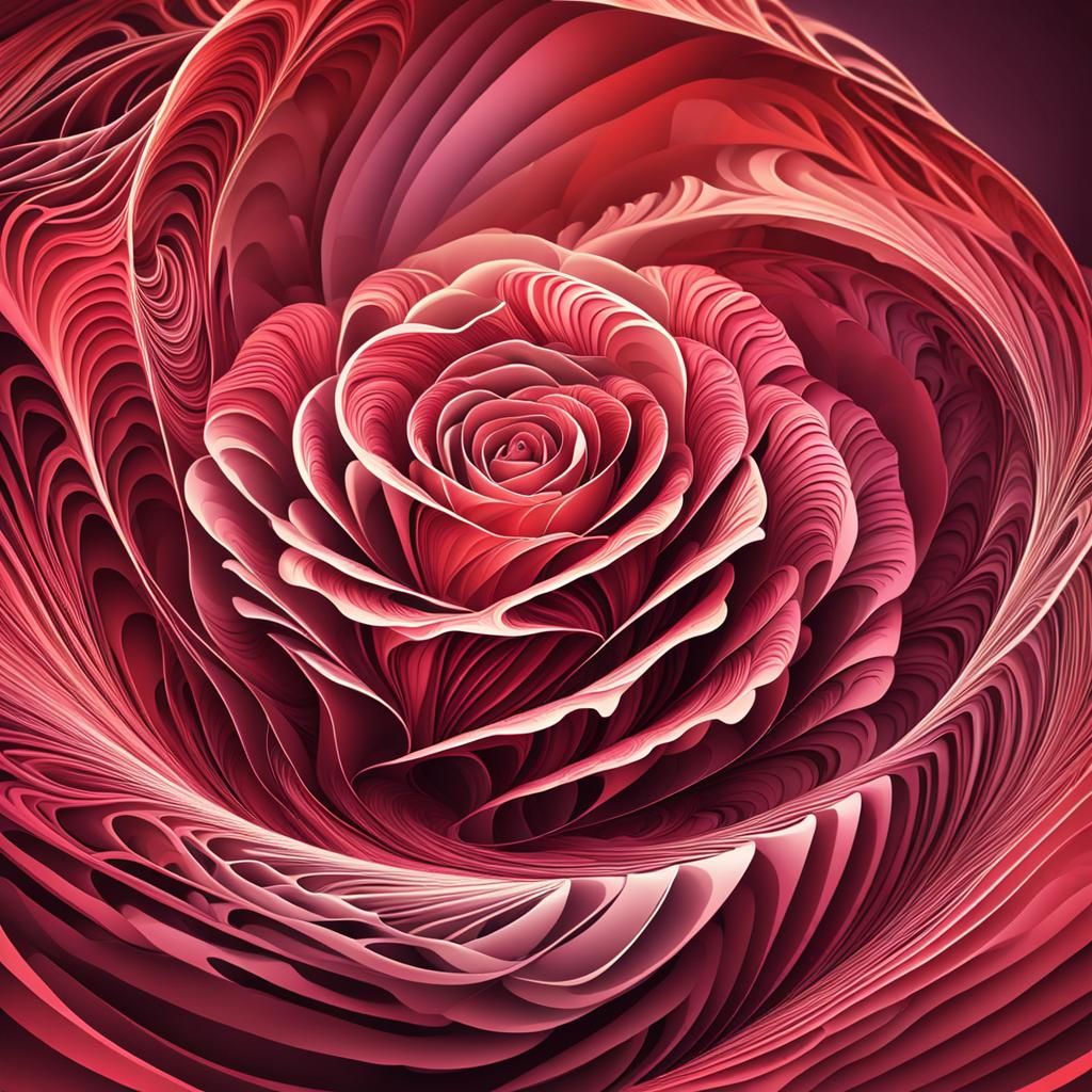 Abstract Rose with Fractal and Zentangle Elements