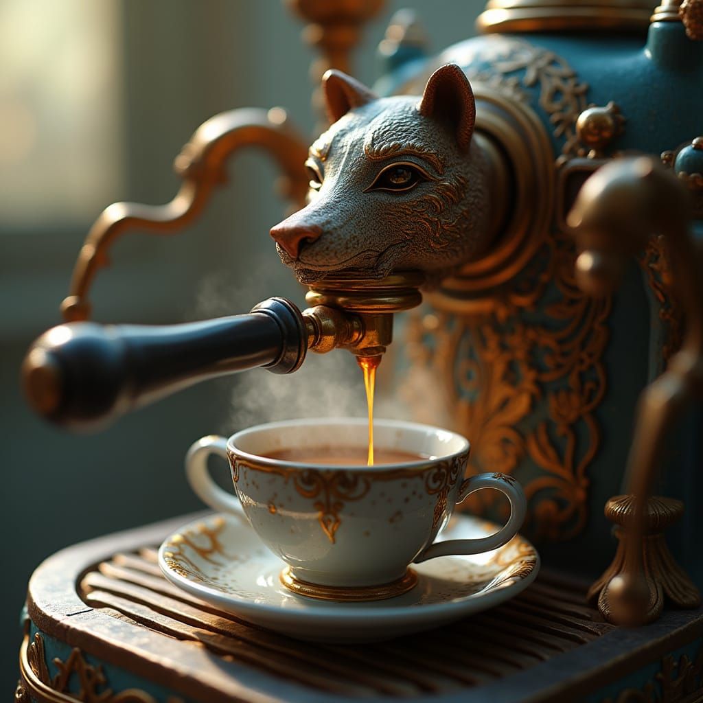 Futuristic Waterfall Espresso Machine in 4K Rendering