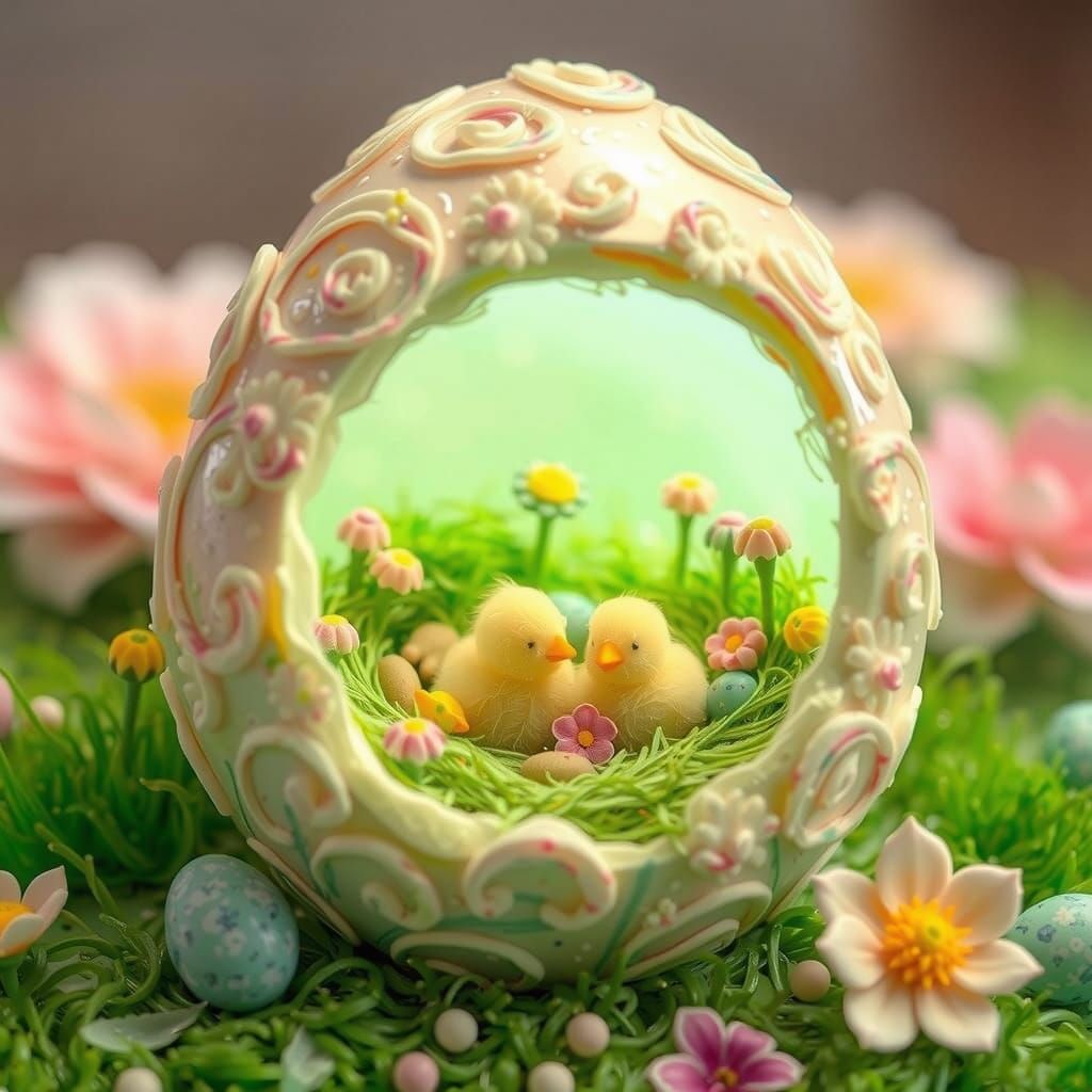 Whimsical Easter Scene in Intricate Sugar Detail