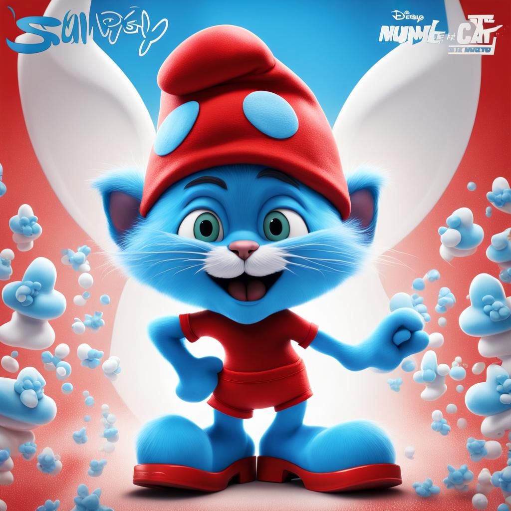 Smurf Cat Movie Poster in Disney Pixar Style