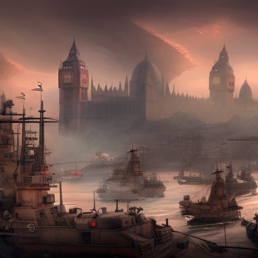 Futuristic London Battle Concept Art