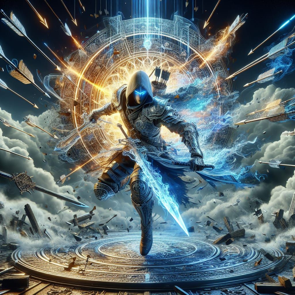 Intrepid Warrior Defends Fortress in Hyper-Maximalist Style