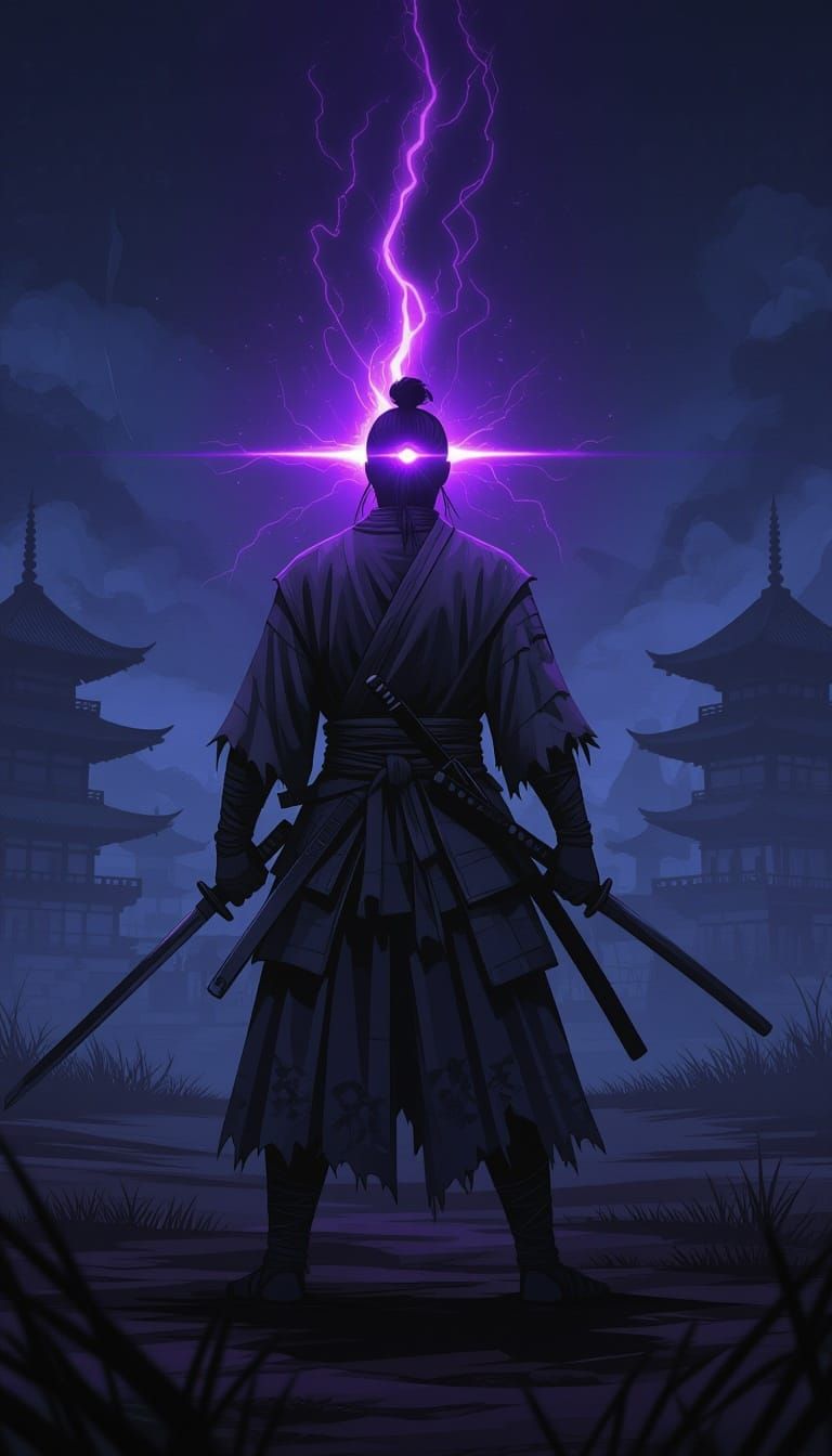 Lone Warrior in Cosmic Vortex Digital Painting