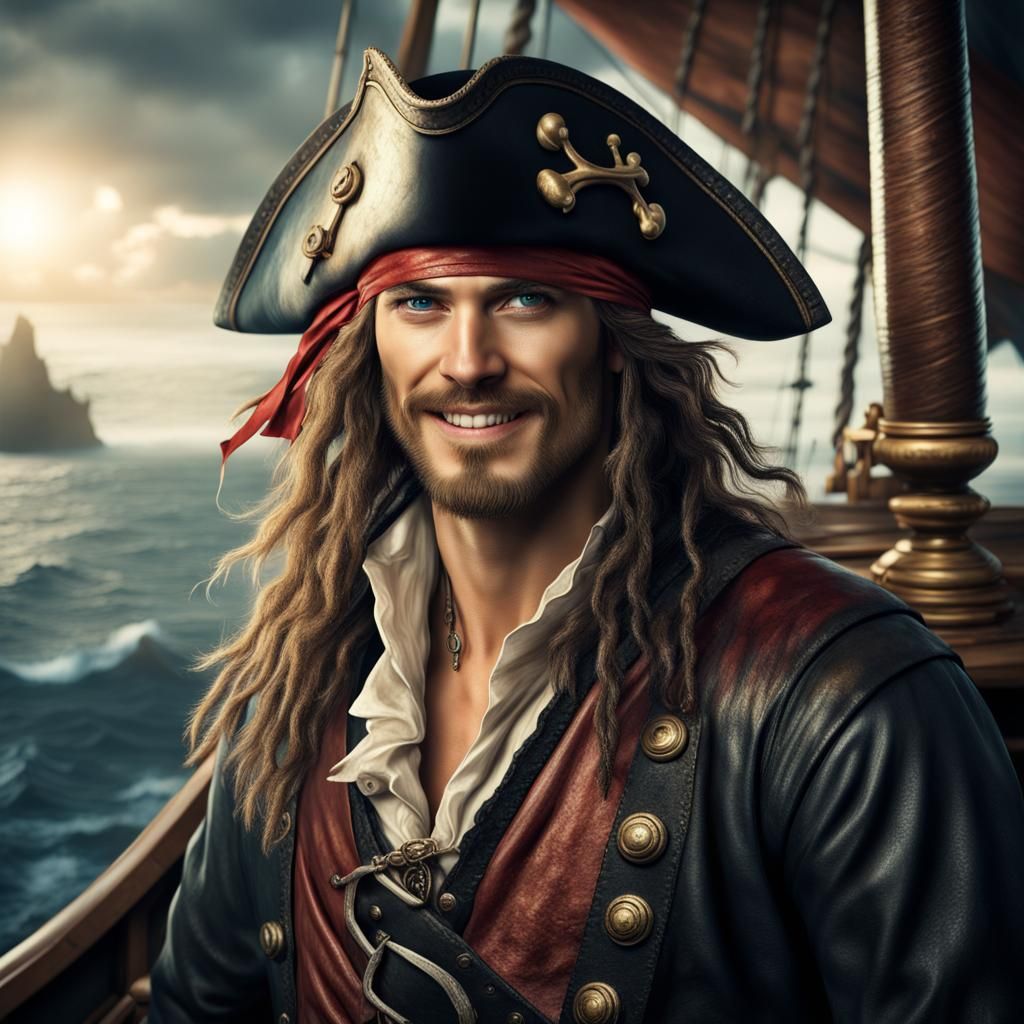 Pirate Portrait on Ship as Digital Painting