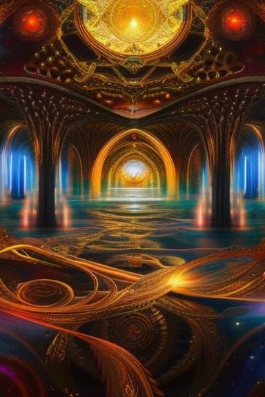 Infinite Consciousness: Detailed Matte Painting in Deep Colo...