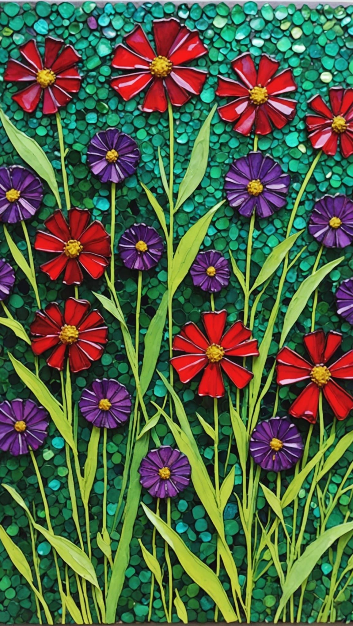 Vibrant Wildflower Field in Mixed Media Art