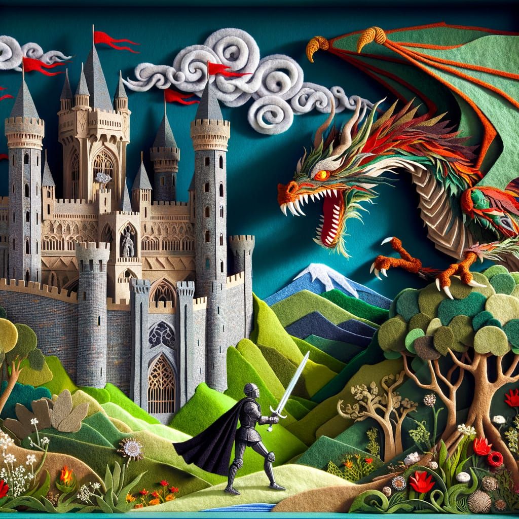 Felt Fantasy World: Knight vs Dragon