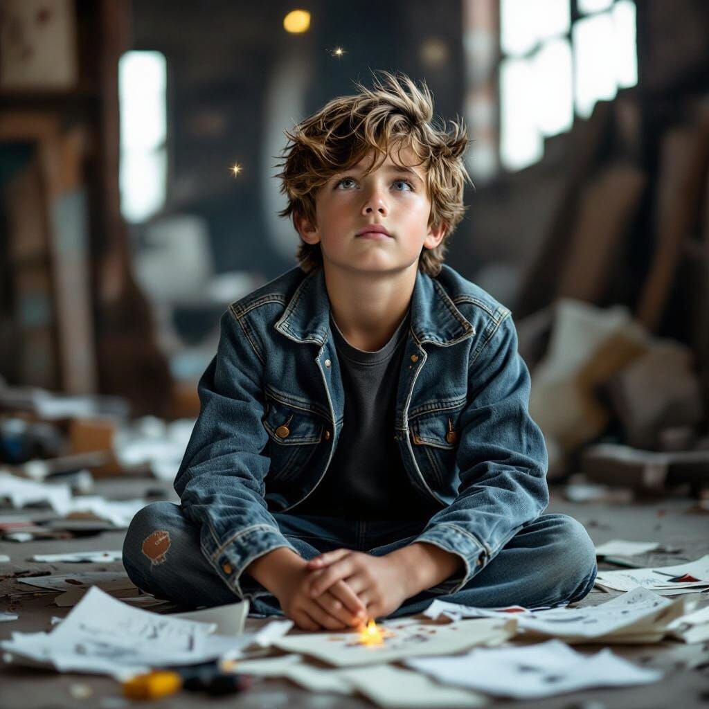 Boy Wishes Upon a Star: Gritty Street Photography Portrait