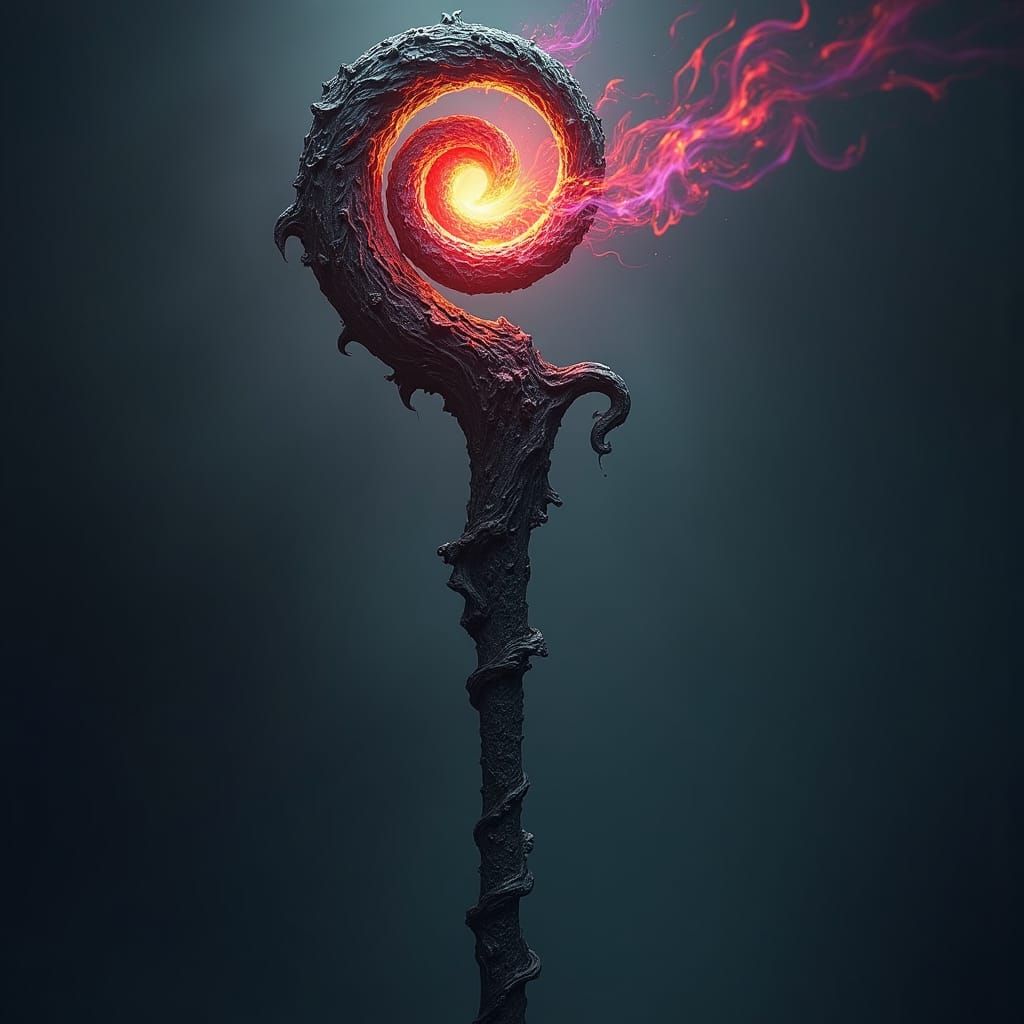 A mystical DROW staff of Malyk, the Demi-god of Wild Magic, ...