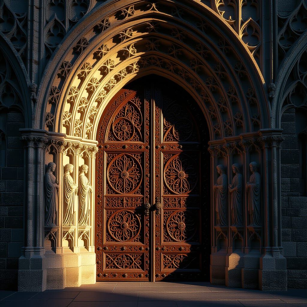 Ornate 12th Century Door at Wells Cathedral