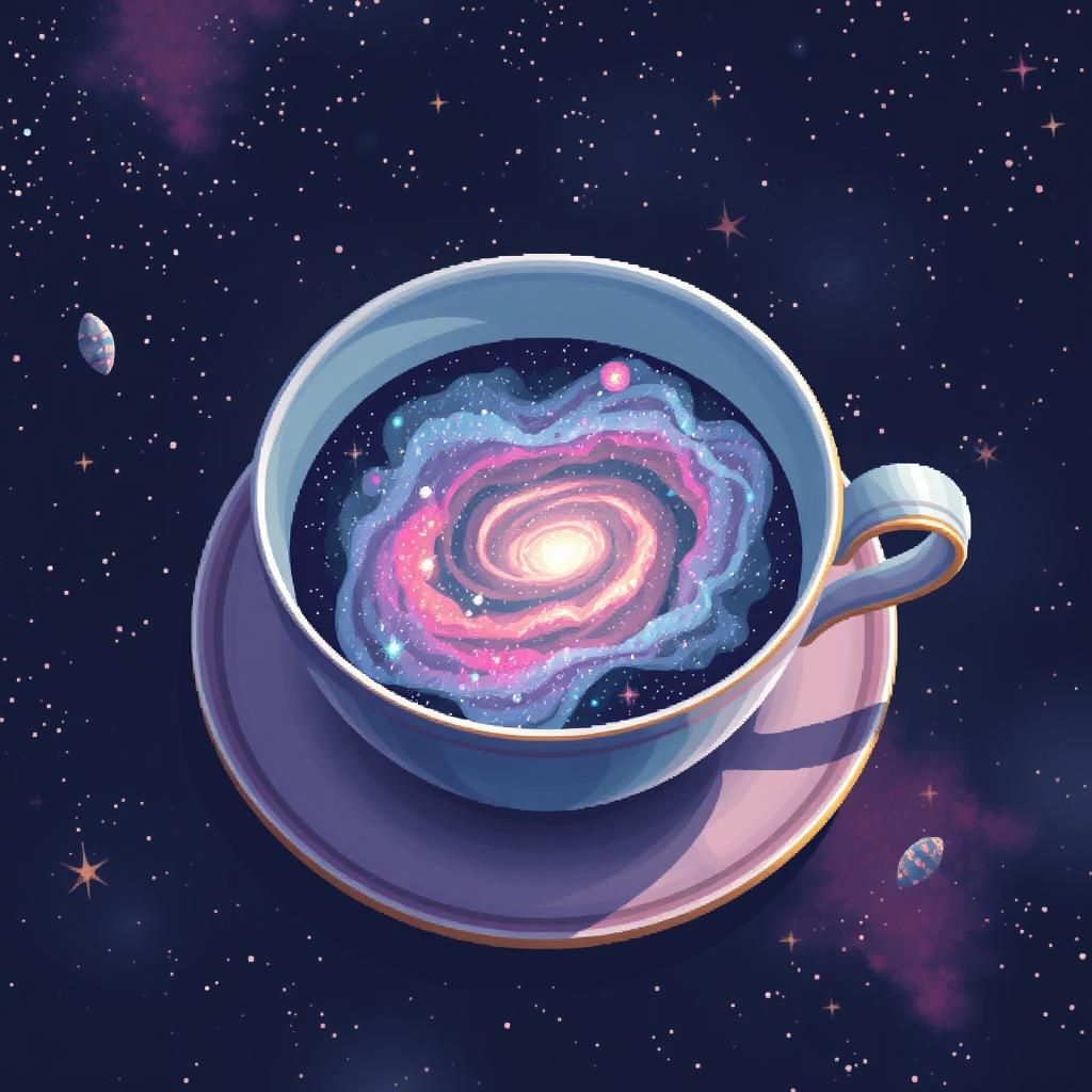 8-bit Pixel Art Galaxy in Teacup