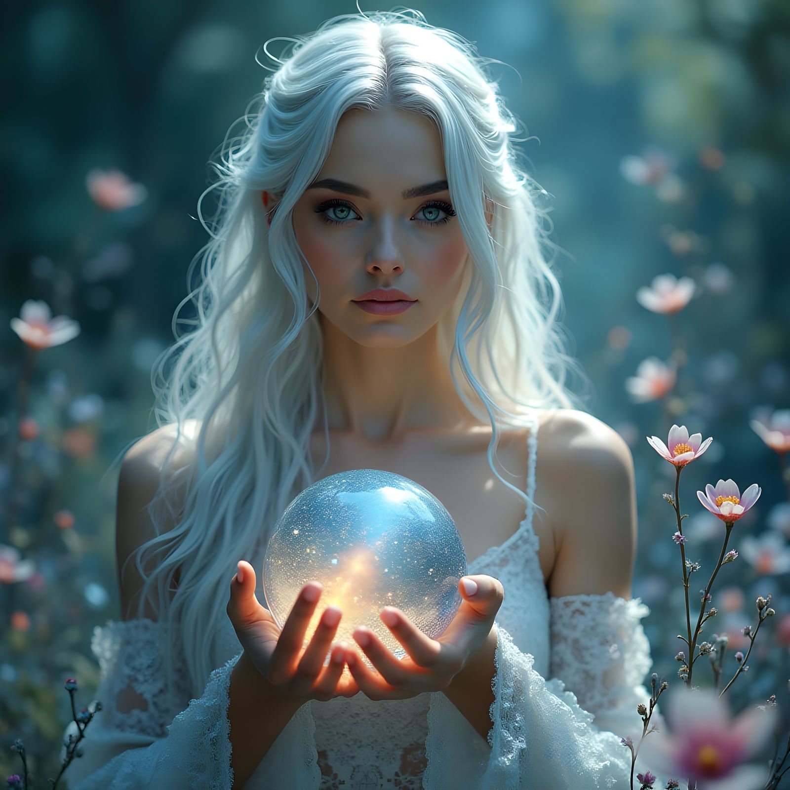 Celestial Sorceress in an Ethereal Garden
