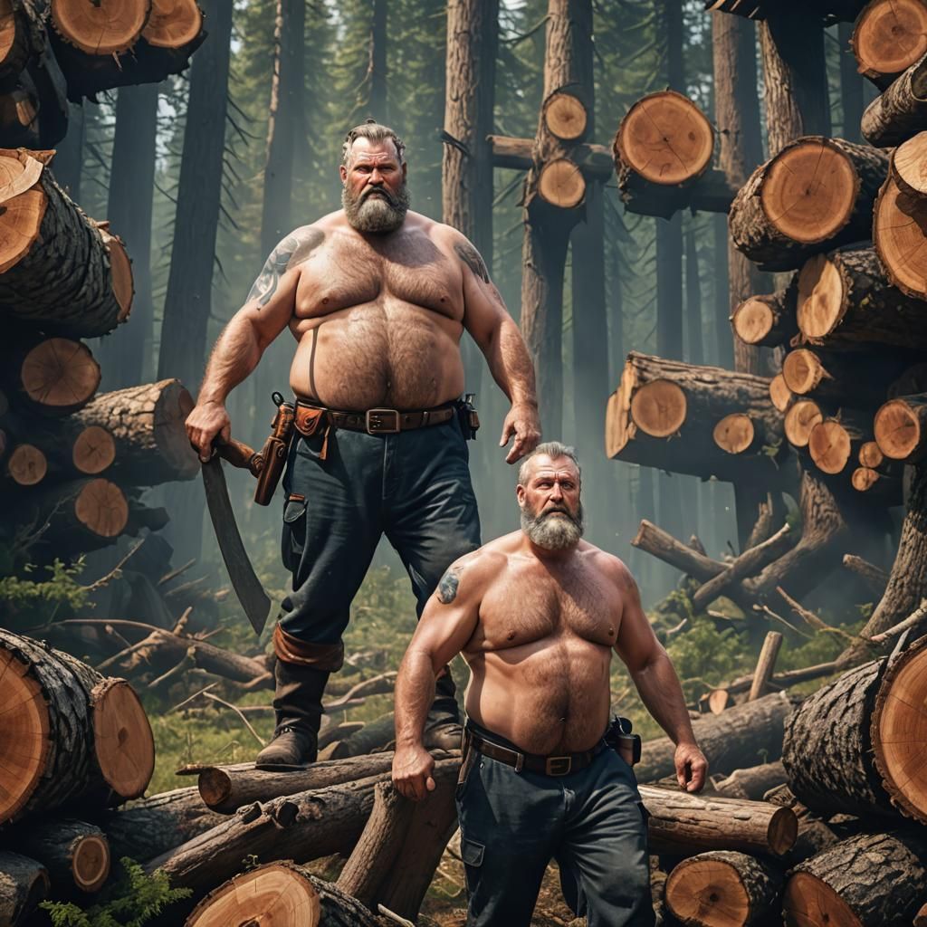 Hyperrealistic Lumberjack in Detailed Matte Painting Style