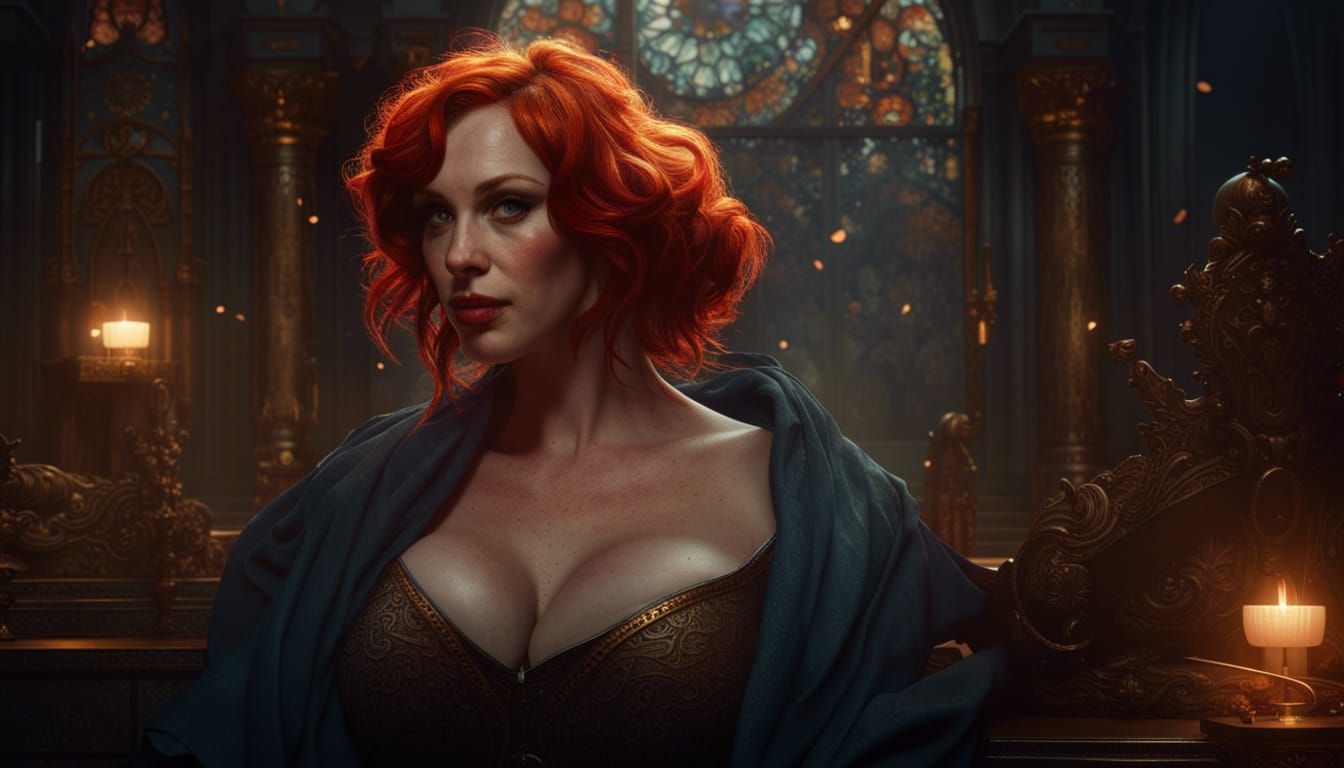 Christina Hendricks Dark Fantasy Portrait in 8k
