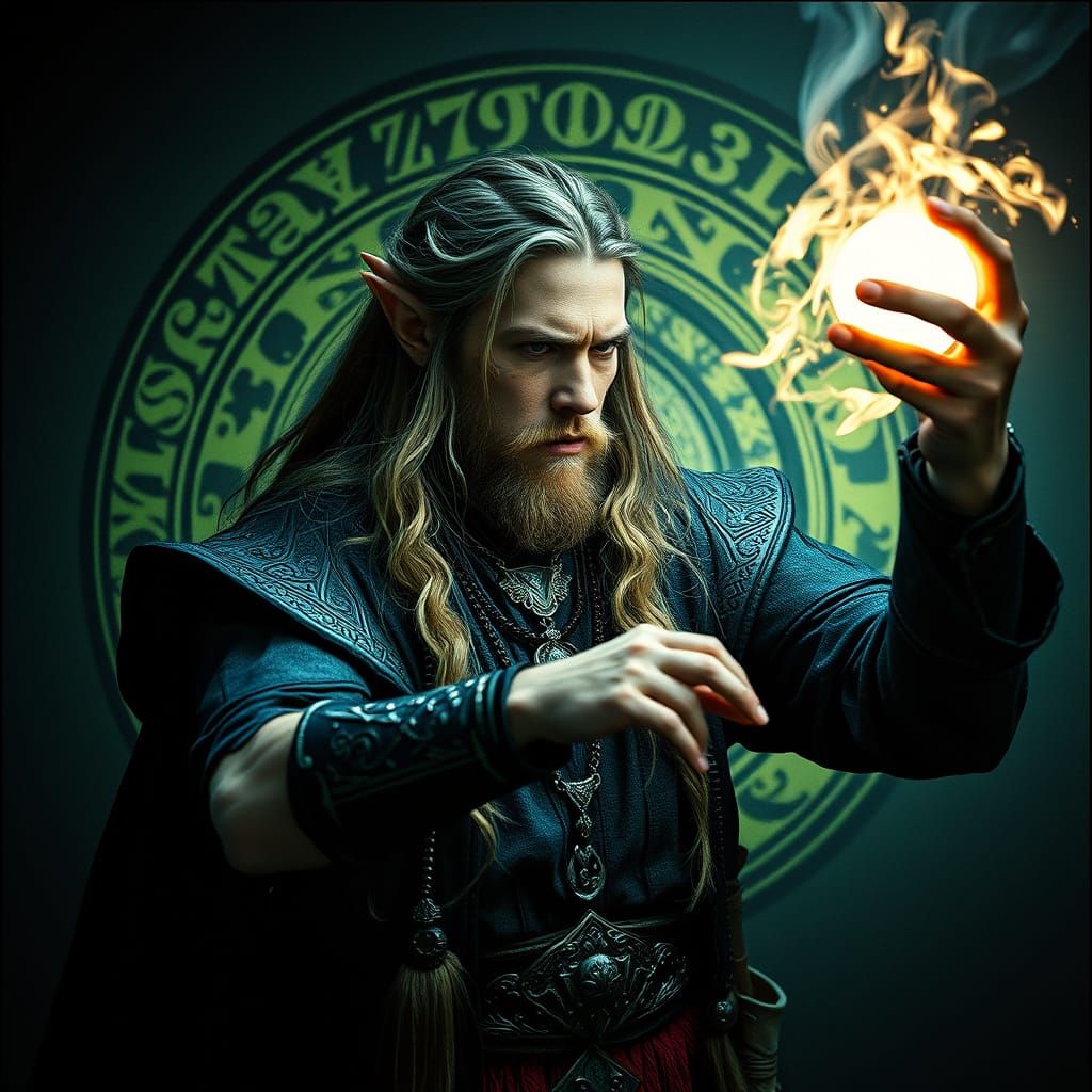 Epic Wizard Caster in Cinematic Film Still