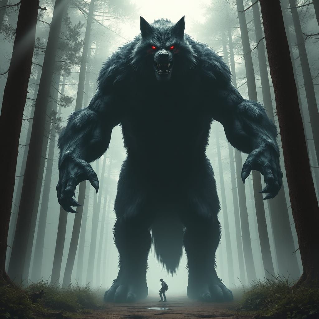 Mystical Werewolf Dominates Mysterious Forest Landscape