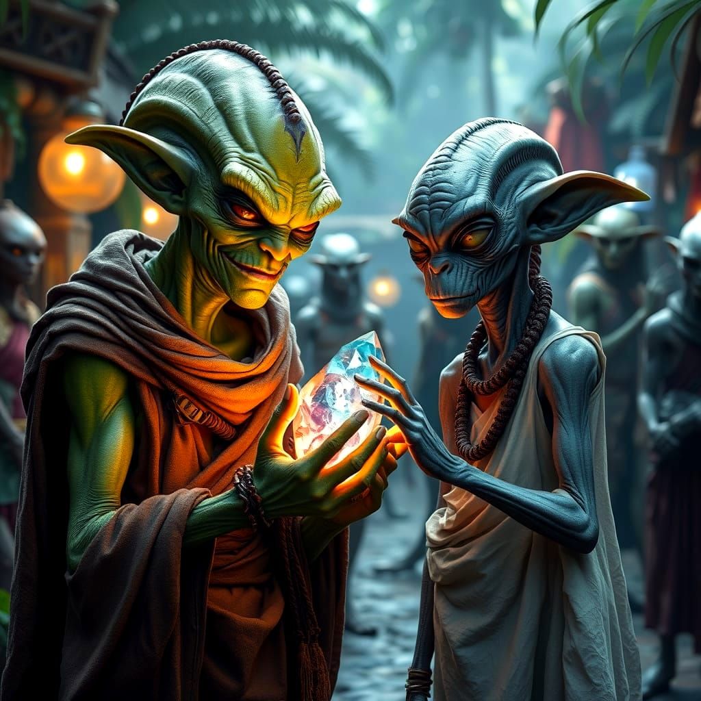 Devious Alien Offers Crystal in Extraterrestrial Market