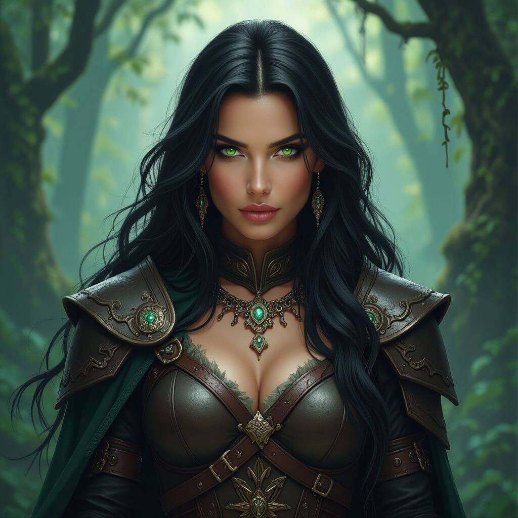 Mystical Forest Warrior Mother in Dark Fantasy Style