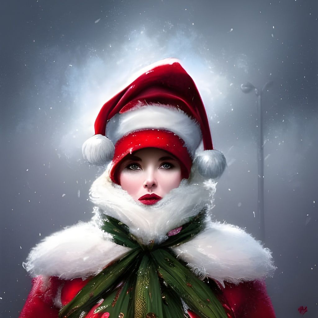 Ornate Portrait of Mrs. Claus in Art Nouveau Style