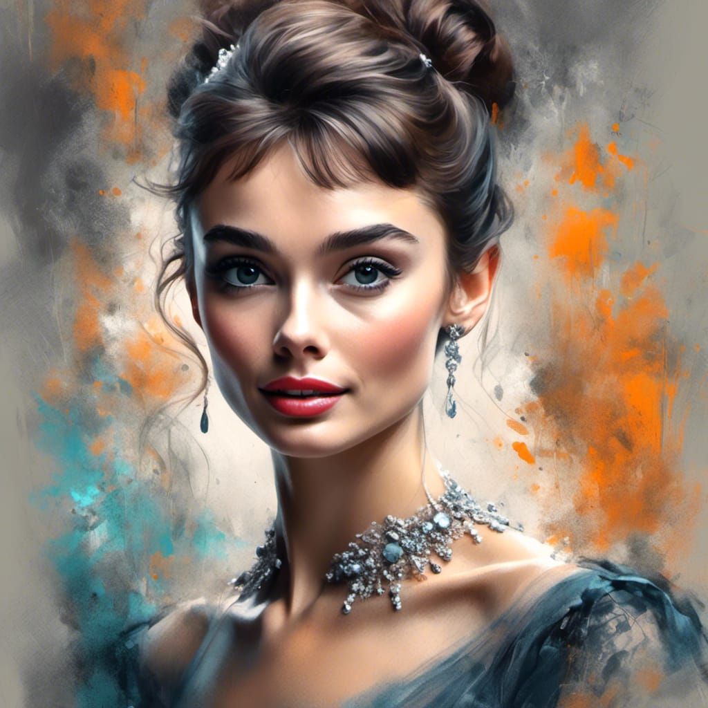 Audrey Hepburn Portrait in Art Nouveau Style