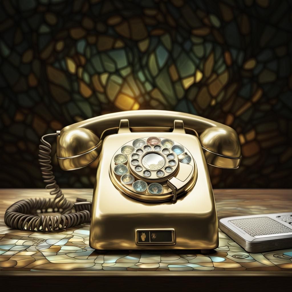 Tiffany Stained Glass Phone on Desk
