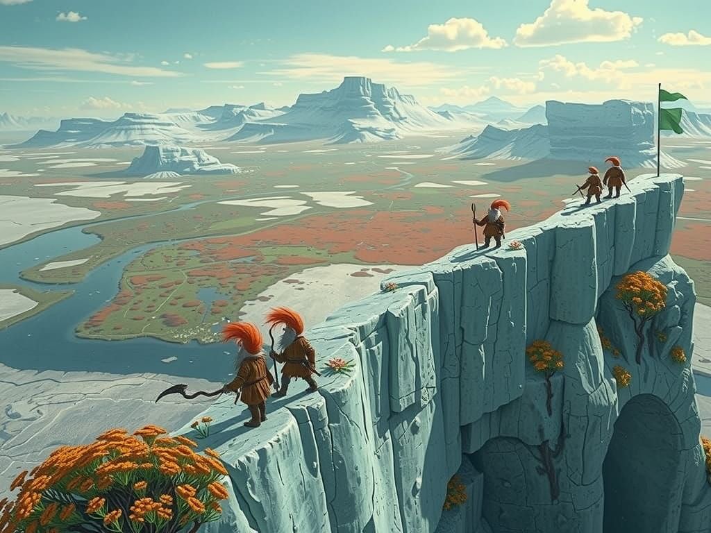 Antarctic Trolls Guarding Lush Paradise