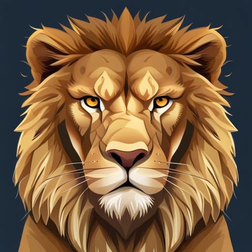 Muscular Lion in Detailed Vectorcore Comic Art