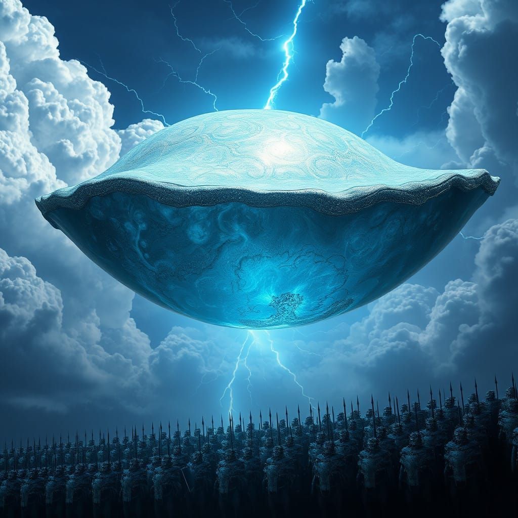 Ethereal Shell Radiates Light in a Turbulent, Fantastical Sk...