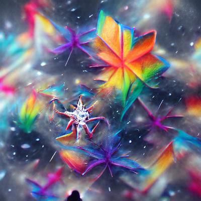 Rainbow Snowflake in Holographic Astral Illustration